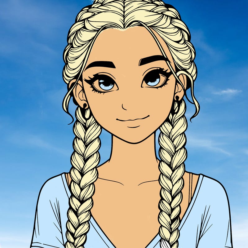realistic girl with braids