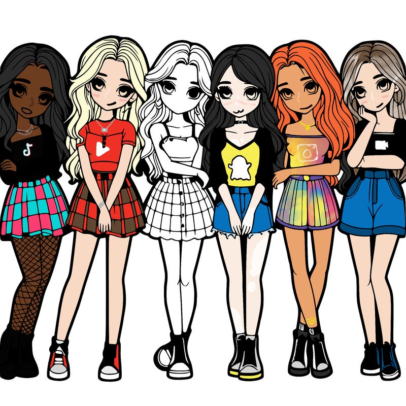 a group of girls realistic