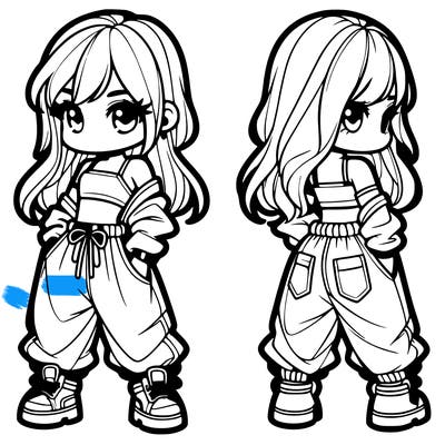 girl in crop top and baggy pants