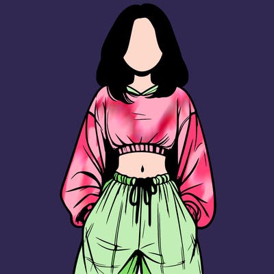 realistic girl faceless with baggy pants and a crop top