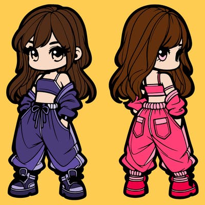 girl in crop top and baggy pants