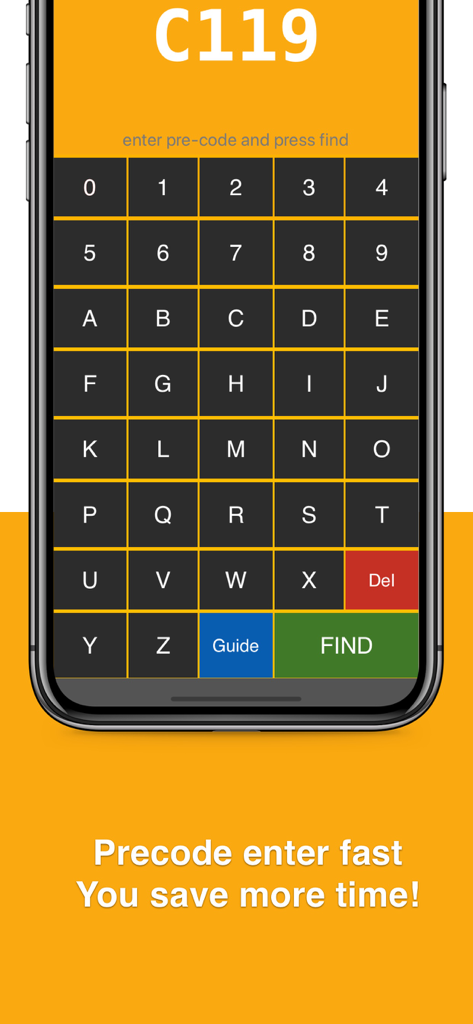 Radio Code for Renault - Alphanumerische Tastatur zur Eingabe von Renault-Radiopre-Codes in der App