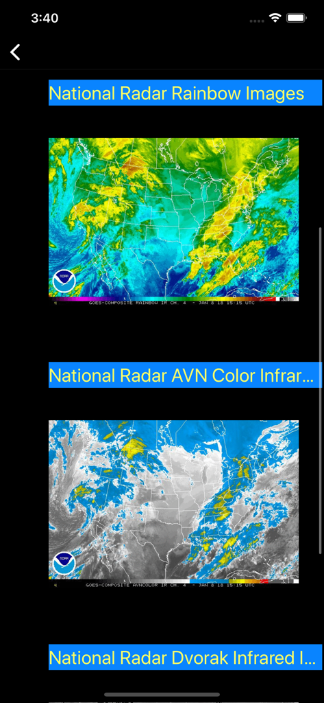 US NOAA Radars 3D Pro - National NOAA satellite radar images in rainbow and infrared views