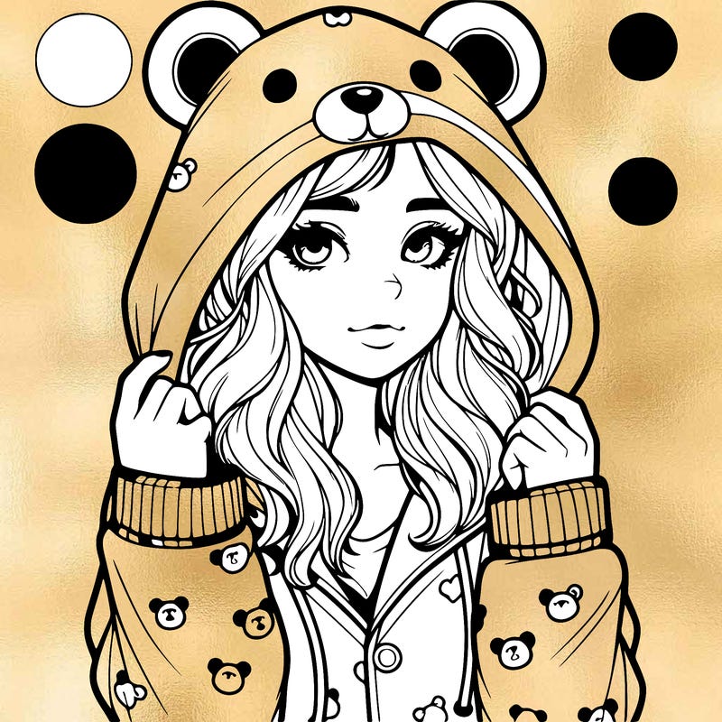 realistic girl in a animal pjs hoodie