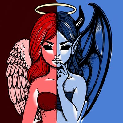 realistic angel half demon