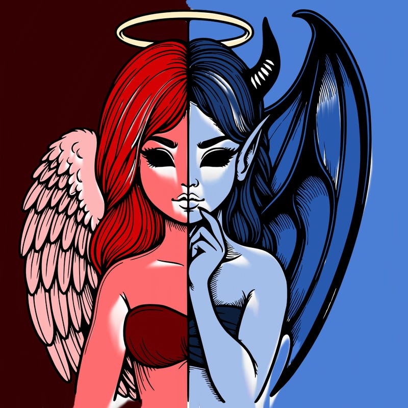 realistic angel half demon