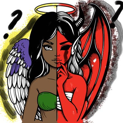 realistic angel half demon