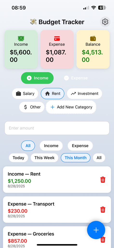 SmartBudget Pro - SmartBudget Pro app dashboard showing income expense and total balance summary
