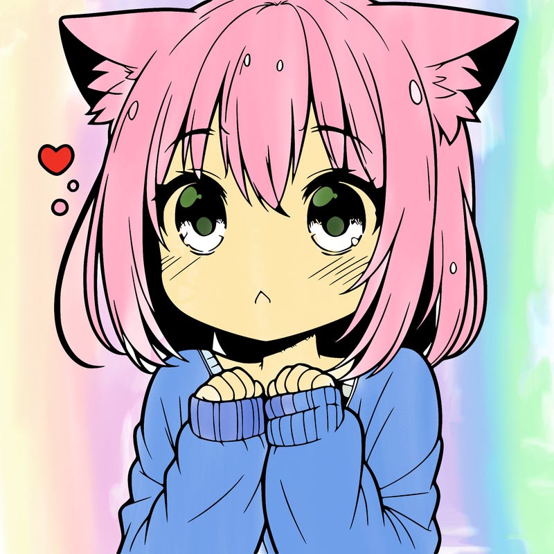 shy anime catgirl