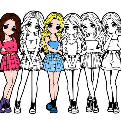 a group of girls realistic