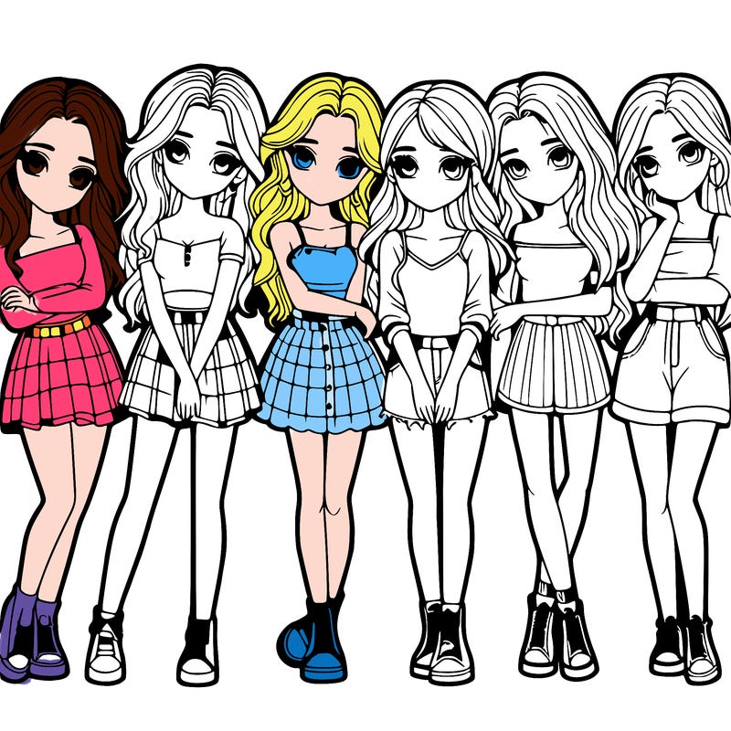 a group of girls realistic