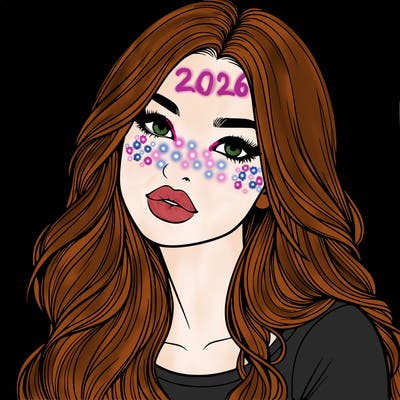 realistic girl with hair on her hair and lips