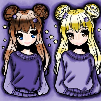 anime girl with space buns