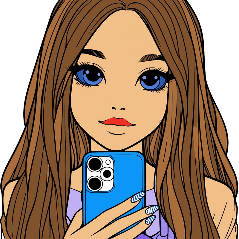 realistic girl with a phone