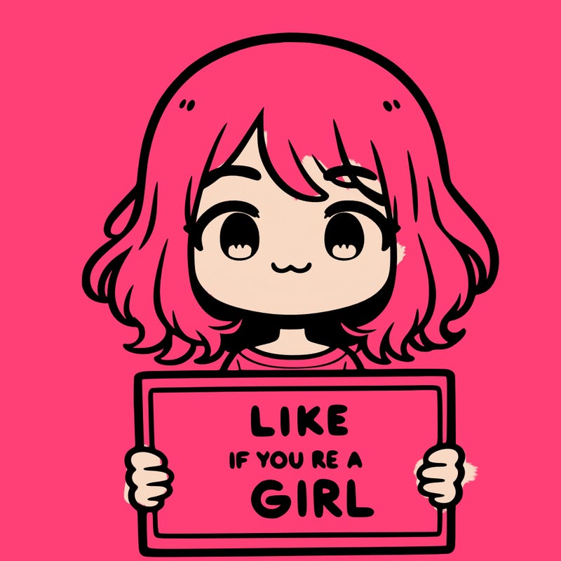 a cute girl holding a sign that says like if you’re a girl