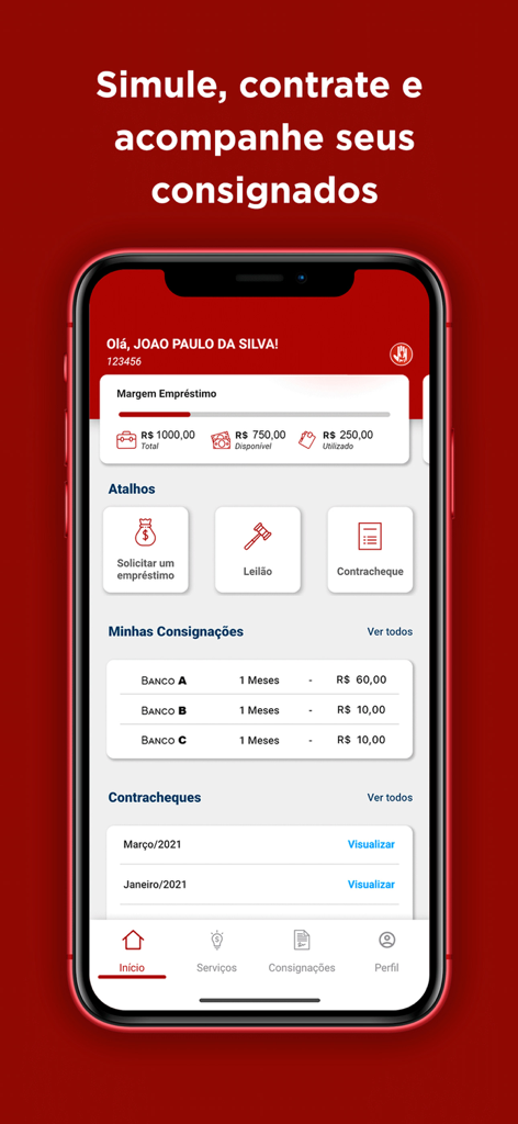 Panel de control de la aplicación eConsig para la gestión de préstamos descontados de nómina