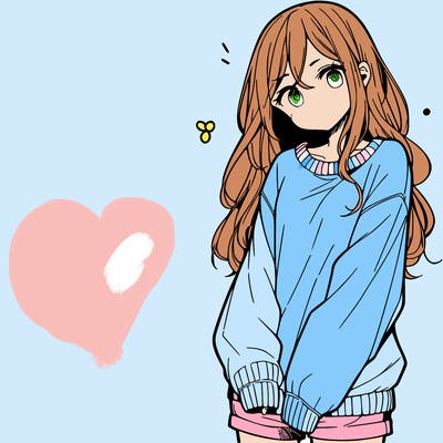 manga teen girl  in a sweater and baggy pants