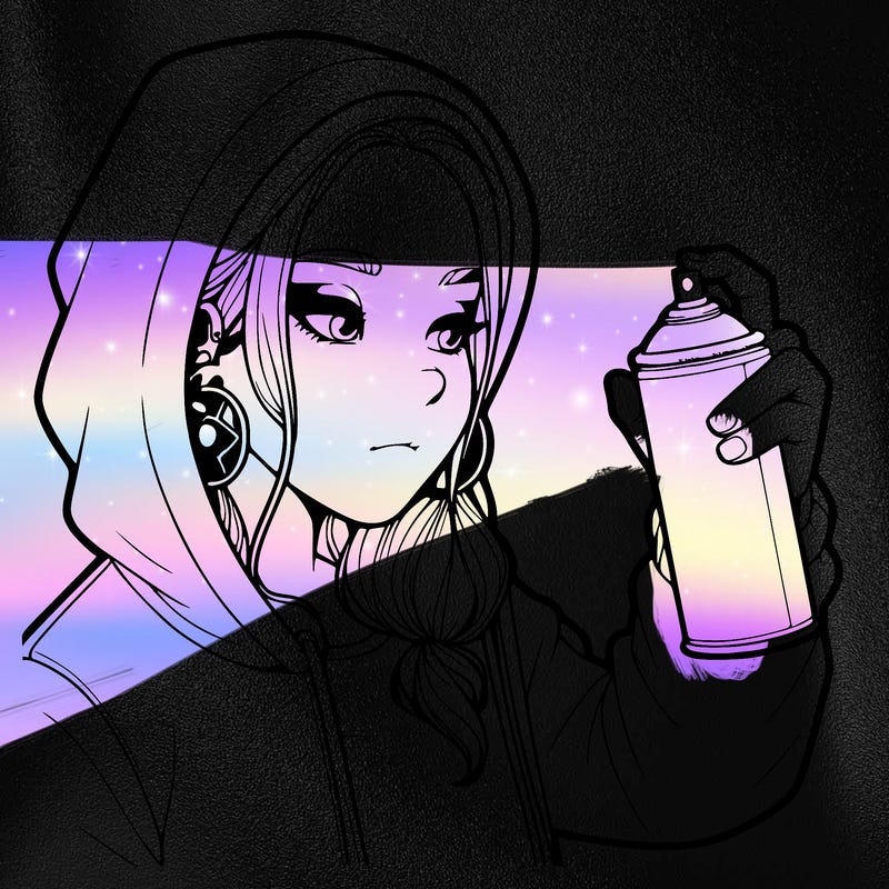 a realistic girl, spray painting