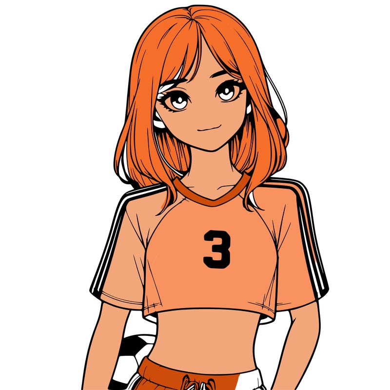 realistic girl wearing soccer jersey