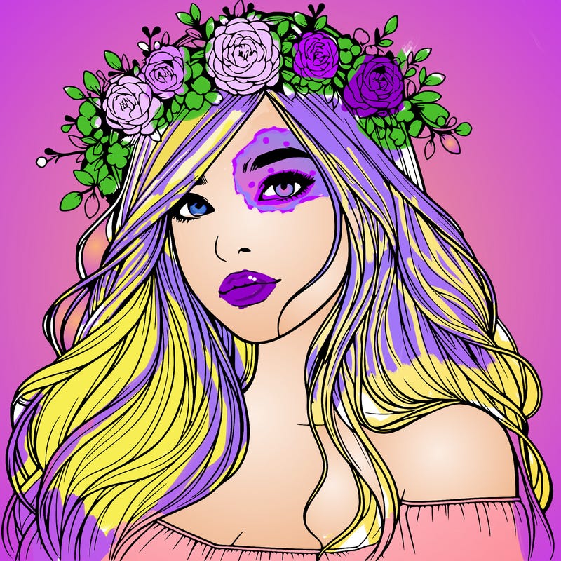 realistic girl with flower crown