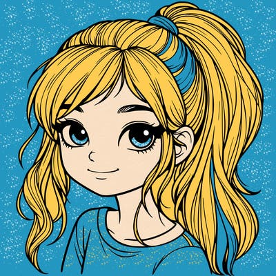 realistic girl with ponytail