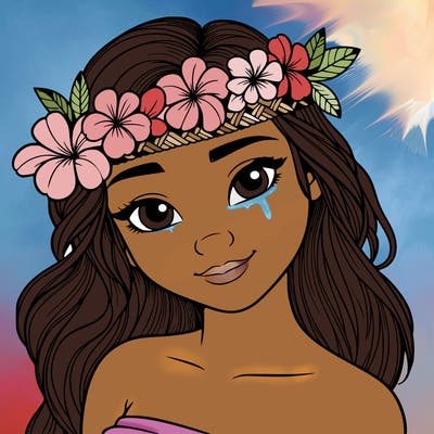 a realistic hawaiian girl with a head band of flowers on her head