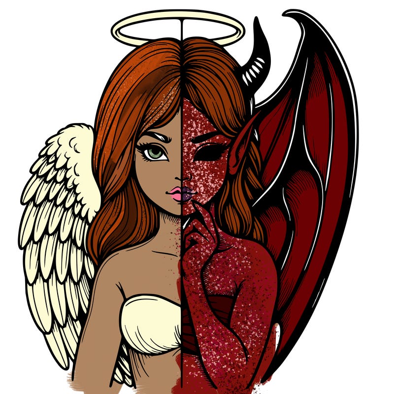 realistic angel half demon