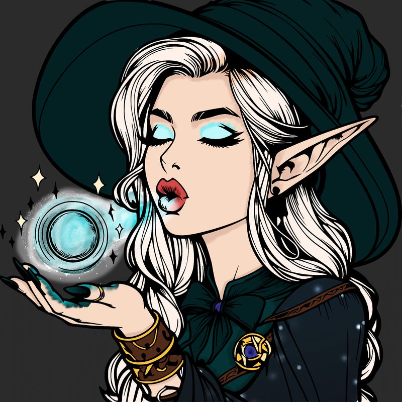 realistic elf casting a spell with lips