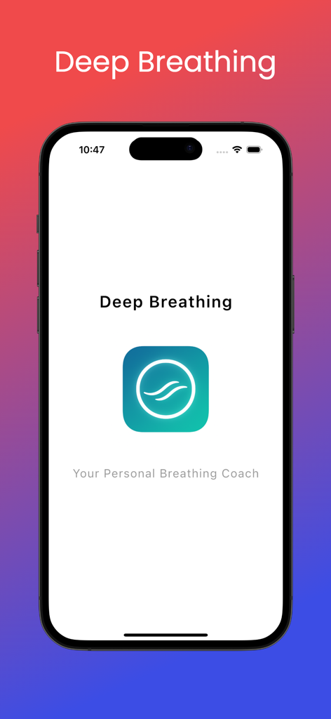 box breathing coach - Schermata introduttiva per l'app Coach Respirazione Quadrata che mostra il logo del respiro profondo su un iPhone