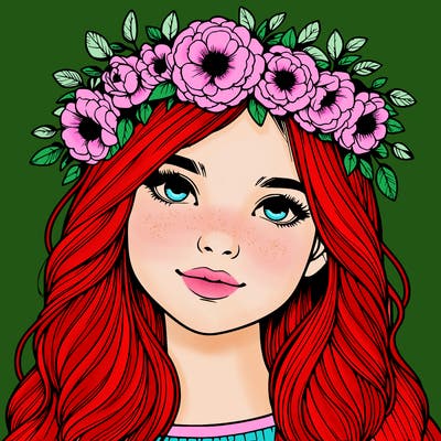 realistic girl with flower crown