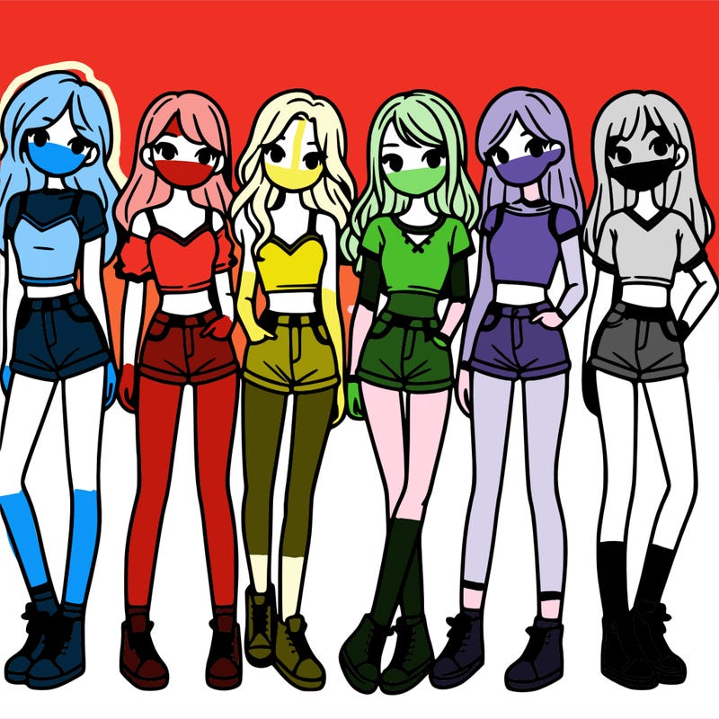 a group of girls wearing crop tops and shorts