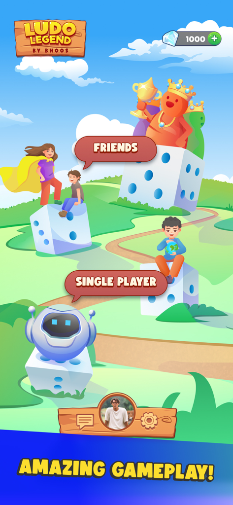 Ludo Legend game menu showing friends and single player mode selection
