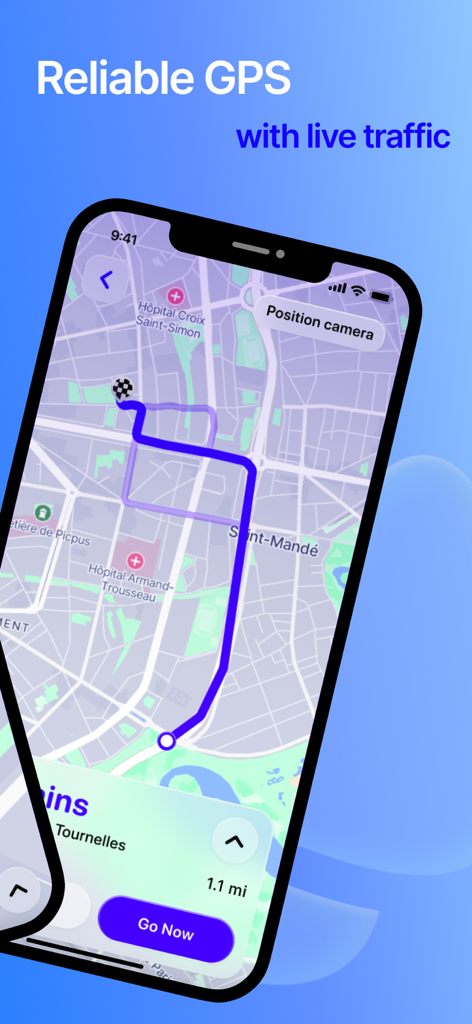 Weel: GPS & Dashcam - Weel-App-Bildschirm mit zuverlässiger GPS-Navigation und Live-Verkehrsinformationen