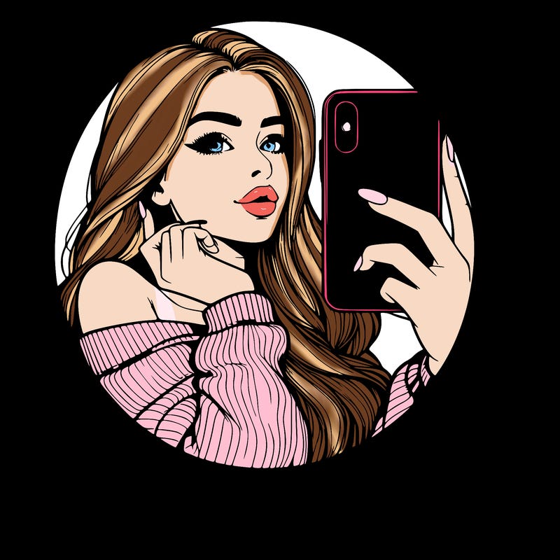 realistic girl taking mirror selfie beautiful