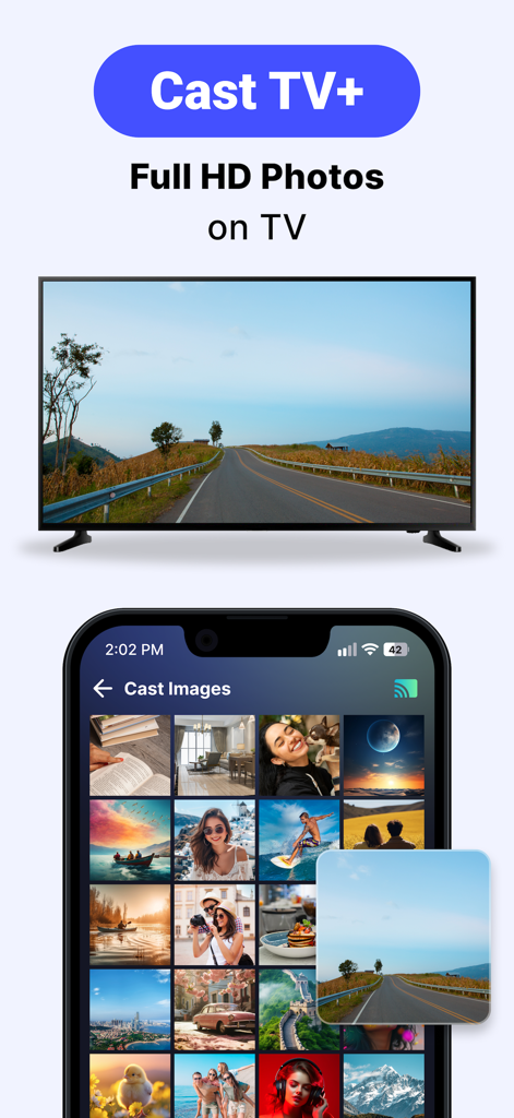 Wireless Display Adapter - Application Wireless Display Adapter diffusant des photos Full HD d'un iPhone sur une Smart TV