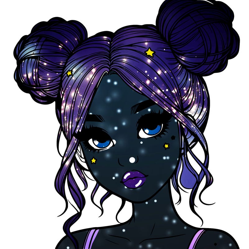 realistic girl with space buns