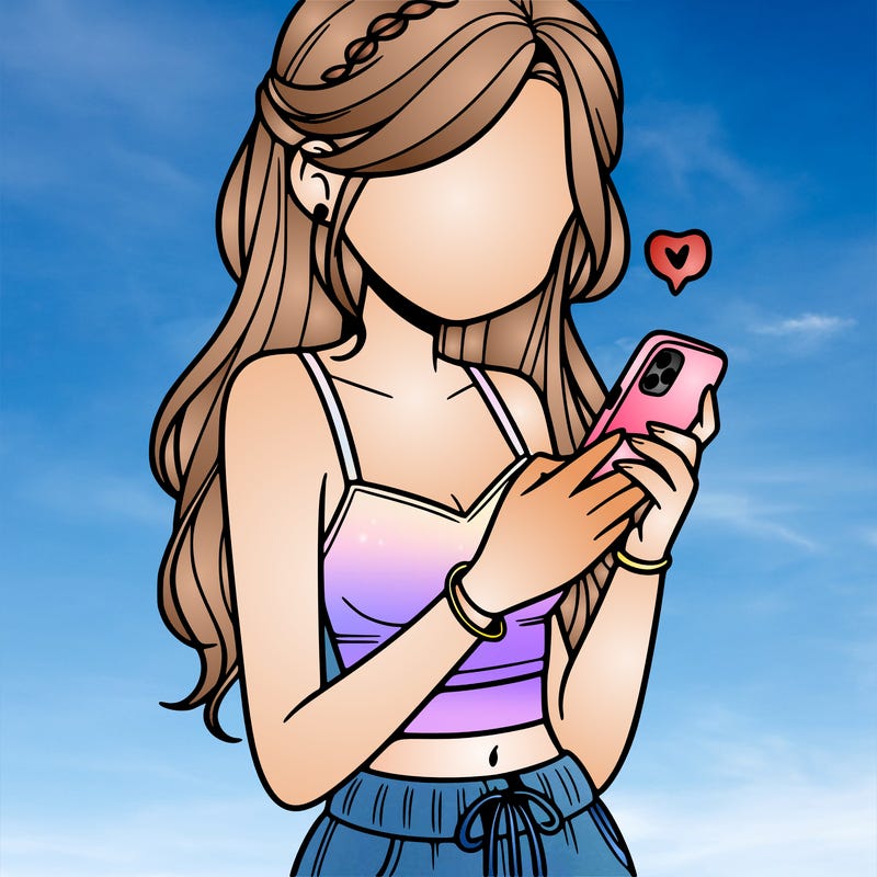 girl with crop top texting on her phone