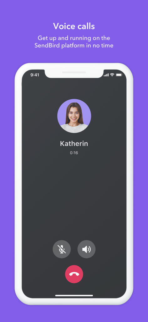Active voice call interface in the Sendbird Calls application