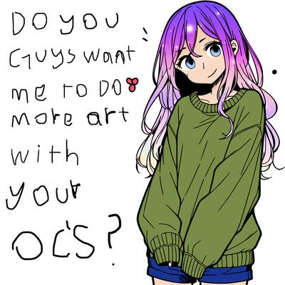 manga teen girl  in a sweater and baggy pants