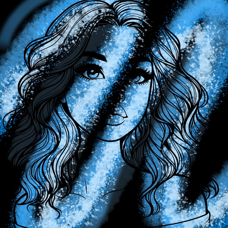 realistic girl with wavy hair and lips