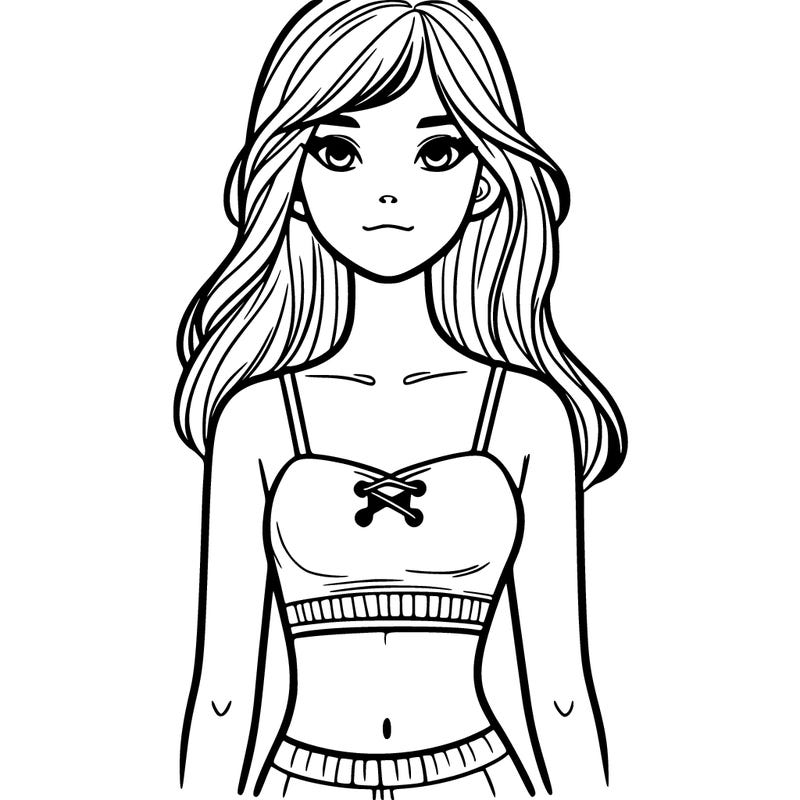teenage girl with crop top.