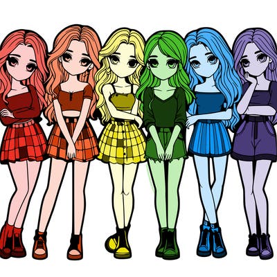 a group of girls realistic