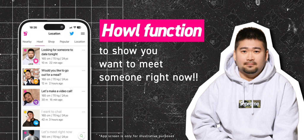 Gay 9monsters ゲイアプリfor Gay - 사람들과 즉시 만날 수 있는 Howl 기능을 보여주는 9monsters 앱 스크린샷