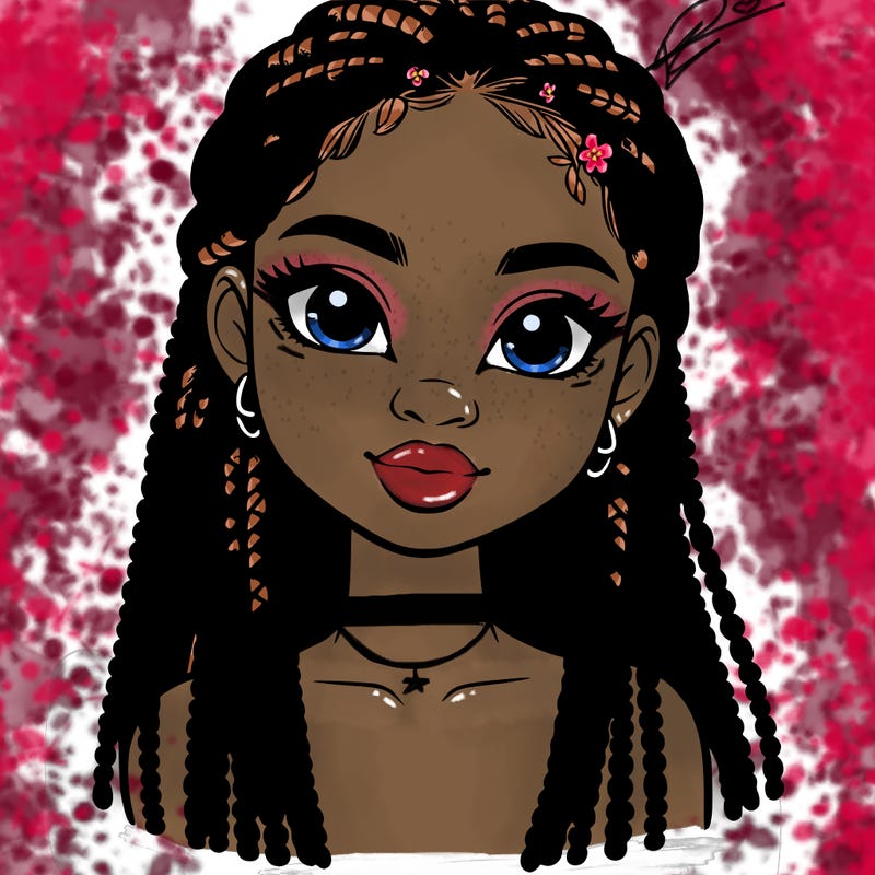 a realistic black girl with braids