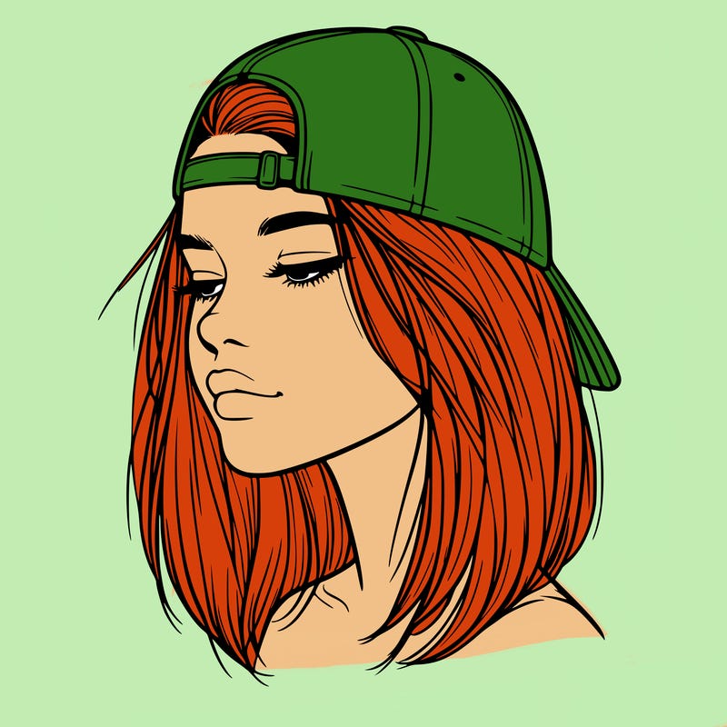realistic  girl with a backwards hat