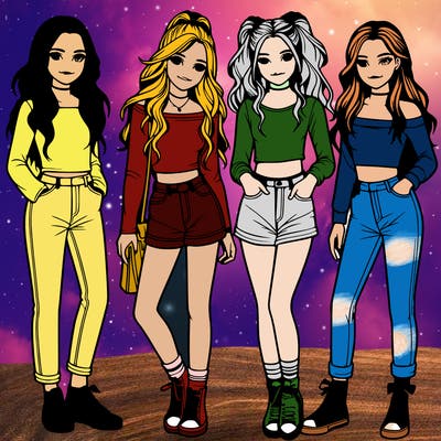 realistic four teenage girls