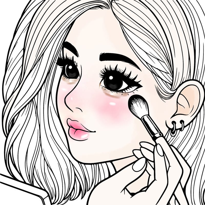 a realistic girl doing her makeup