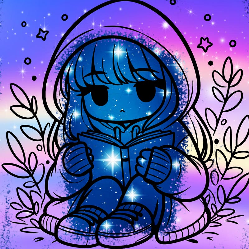 girl in oversized hoodie reading a book