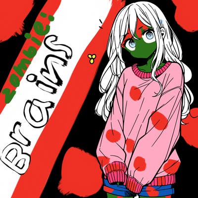 manga teen girl  in a sweater and baggy pants