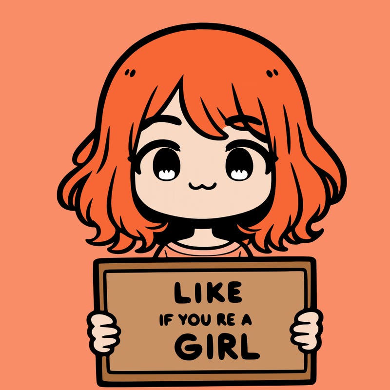 a cute girl holding a sign that says like if you’re a girl